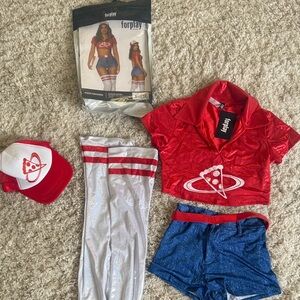 Forplay Red and Blue Space Pizza Delivery Costume HALLOWEEN